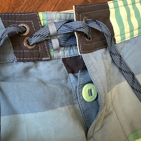 PATAGONIA Wavefarer Shorts Pigeon Blue Striped Surfing Boardshorts - Picture 5 of 10